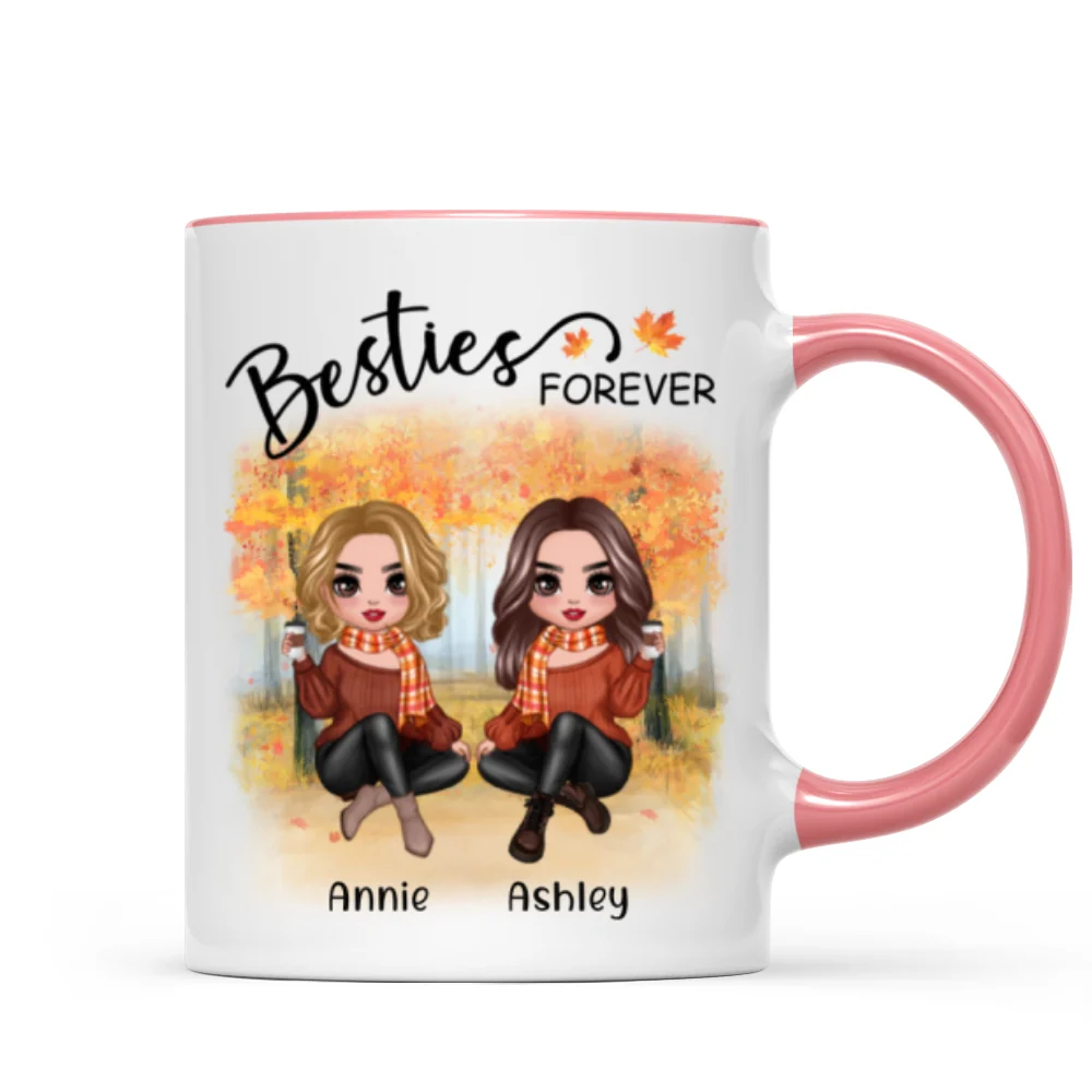 Doll Best Friends Besties Sitting Fall Season Personalized Mug - Image 9