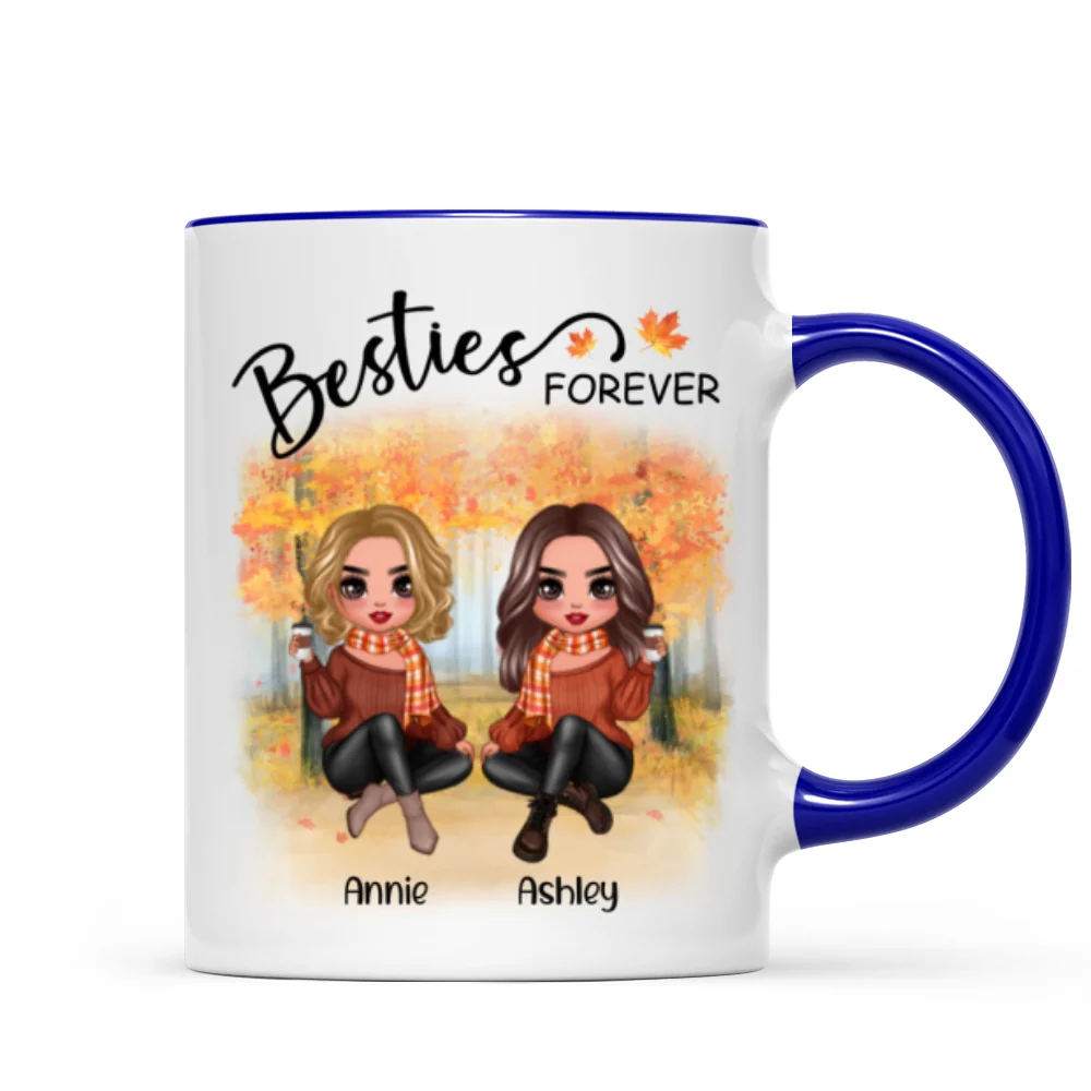 Doll Best Friends Besties Sitting Fall Season Personalized Mug - Image 6
