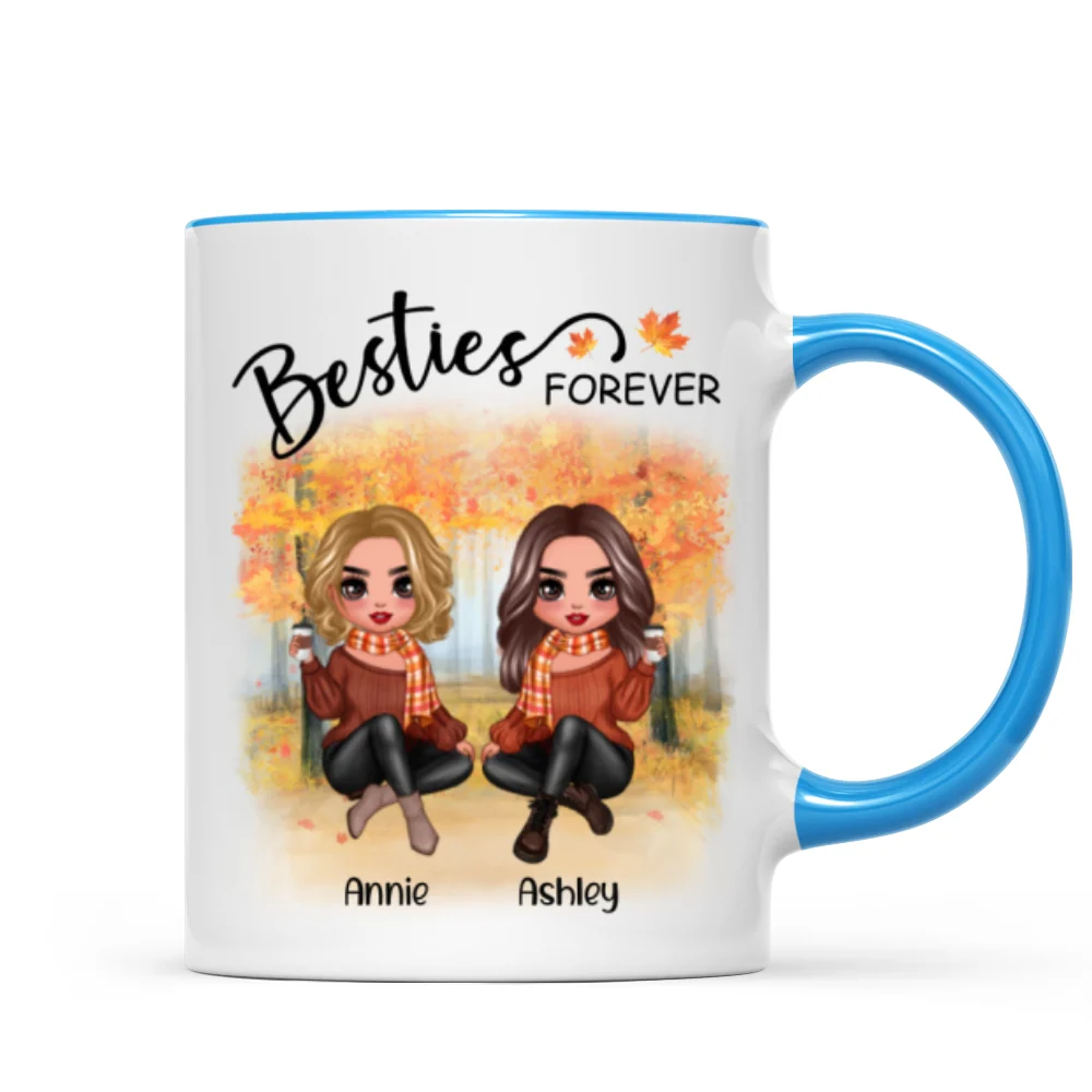 Doll Best Friends Besties Sitting Fall Season Personalized Mug - Image 8