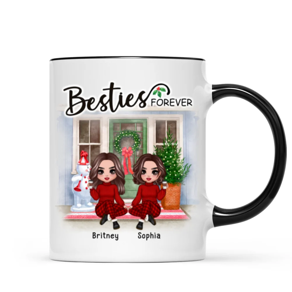 Doll Best Friends Sisters Christmas Front Door Personalized Mug - Image 2