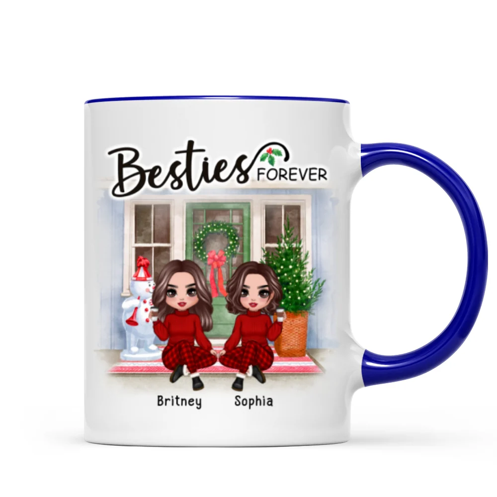 Doll Best Friends Sisters Christmas Front Door Personalized Mug - Image 3