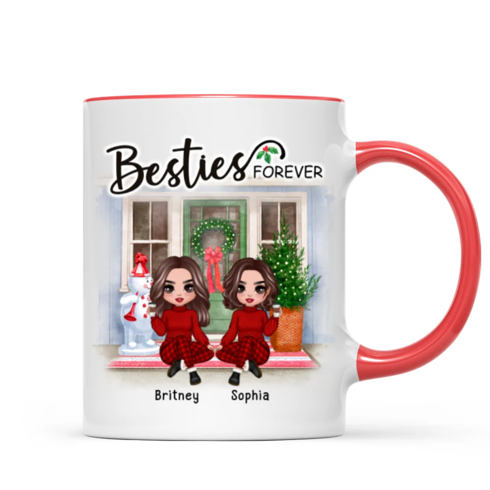 Doll Best Friends Sisters Christmas Front Door Personalized Mug - Image 4