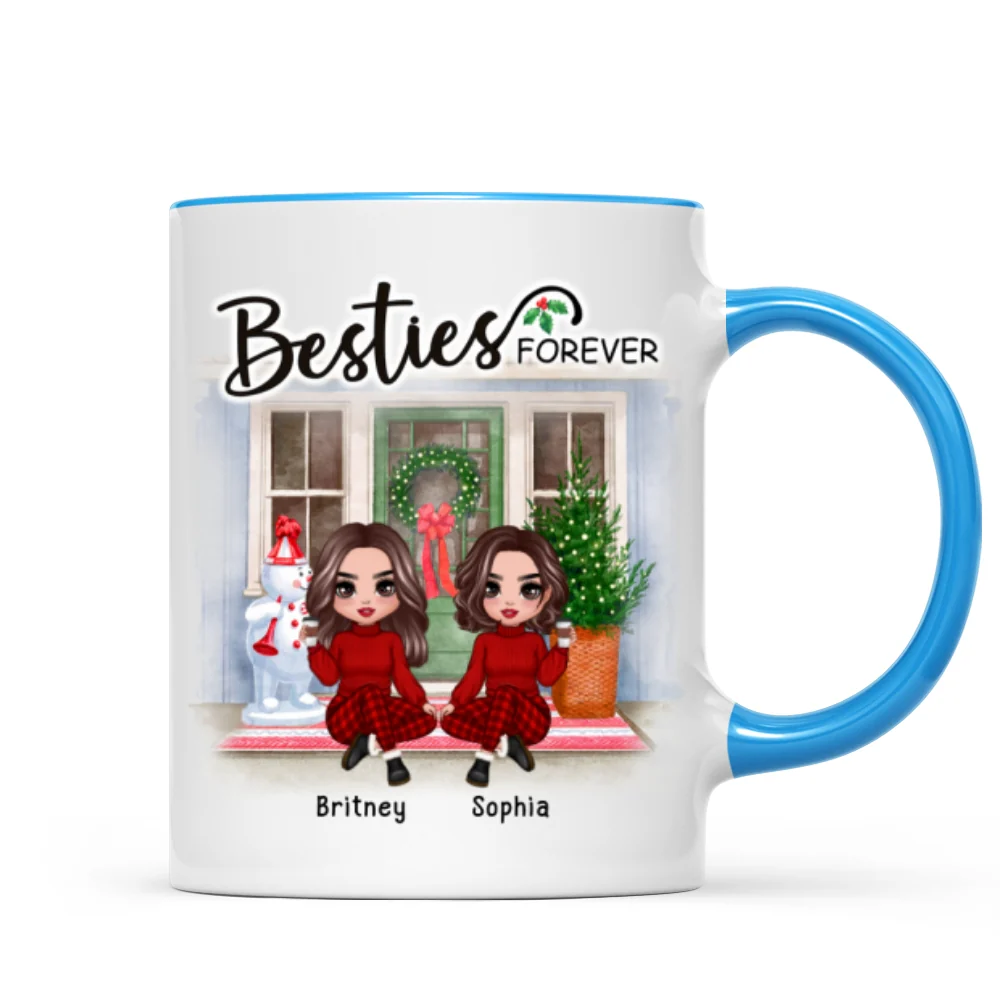 Doll Best Friends Sisters Christmas Front Door Personalized Mug - Image 5