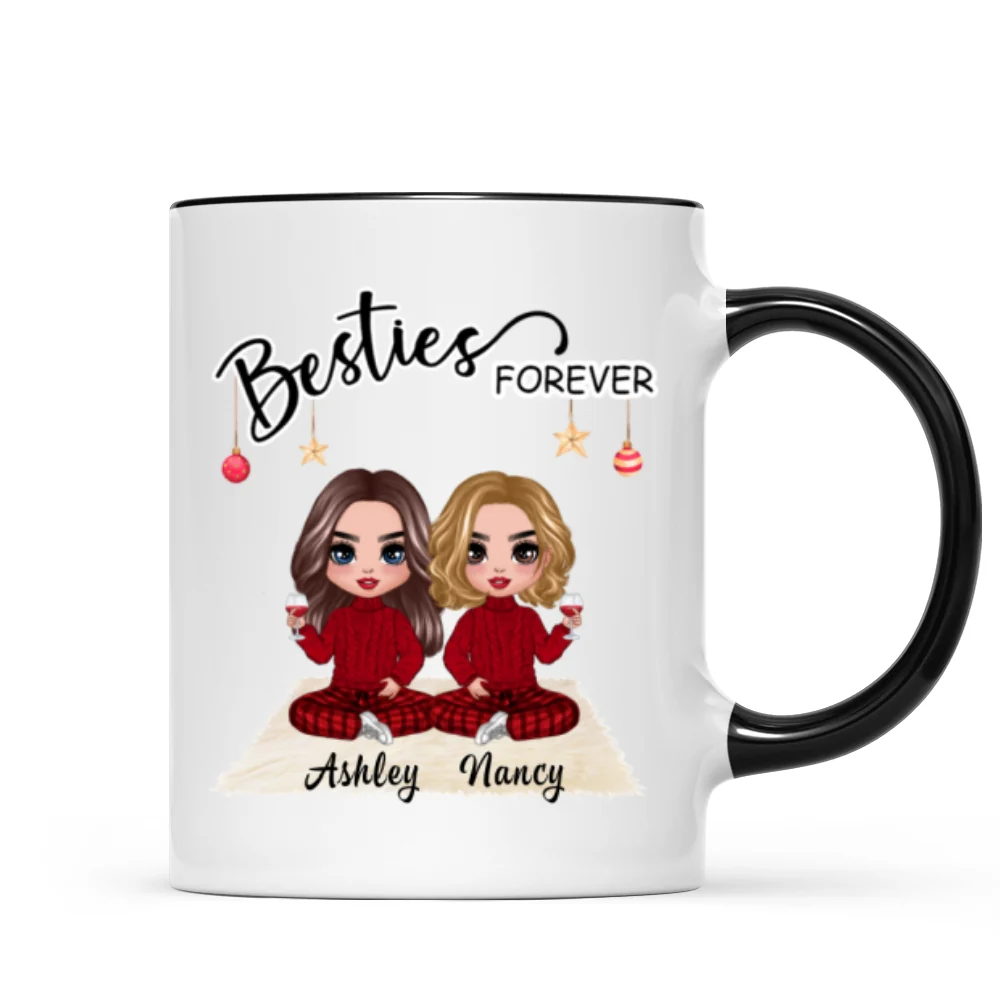 Doll Besties Christmas Checkered Pants Personalized Mug - Image 2
