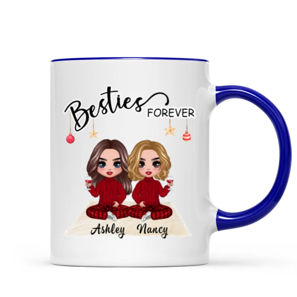 Doll Besties Christmas Checkered Pants Personalized Mug - Image 3