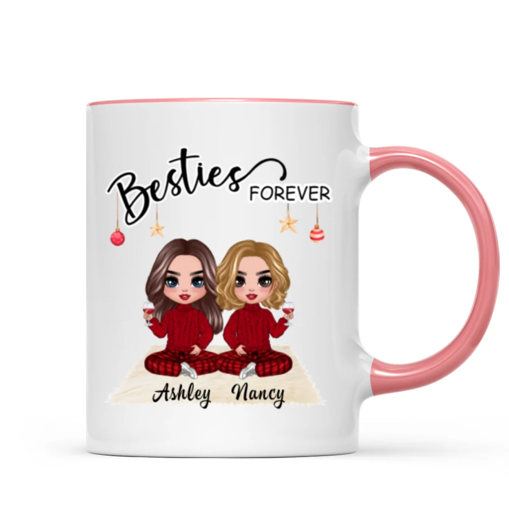 Doll Besties Christmas Checkered Pants Personalized Mug - Image 6