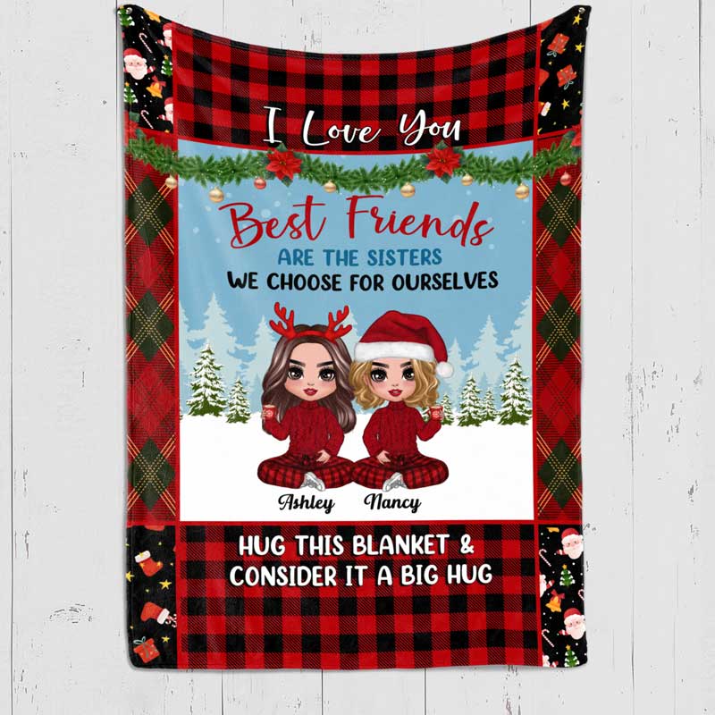 Doll Besties Christmas Gift For Best Friends Personalized Fleece Blanket - Image 2
