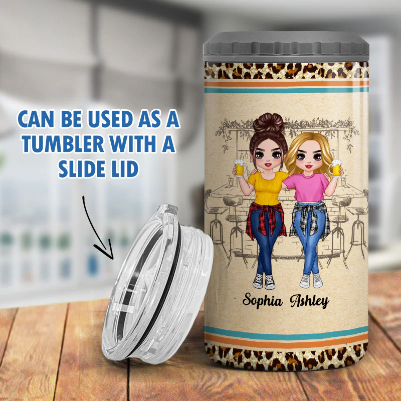 Doll Besties Go Together Like Drunk And Disorderly Personalized 4 In 1 Can Cooler - Image 9