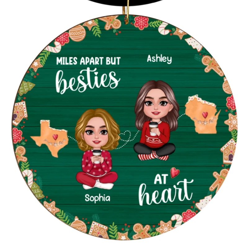 Doll Besties Long Distance Cookies State Map Personalized Wooden Ornament - Image 5