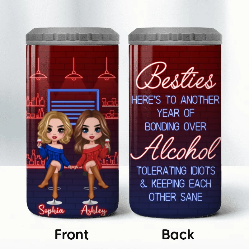 Doll Besties Sisters Drinking Partners Personalized 4 In 1 Can Cooler - Image 10