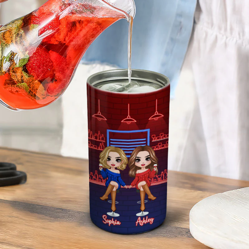 Doll Besties Sisters Drinking Partners Personalized 4 In 1 Can Cooler - Image 6