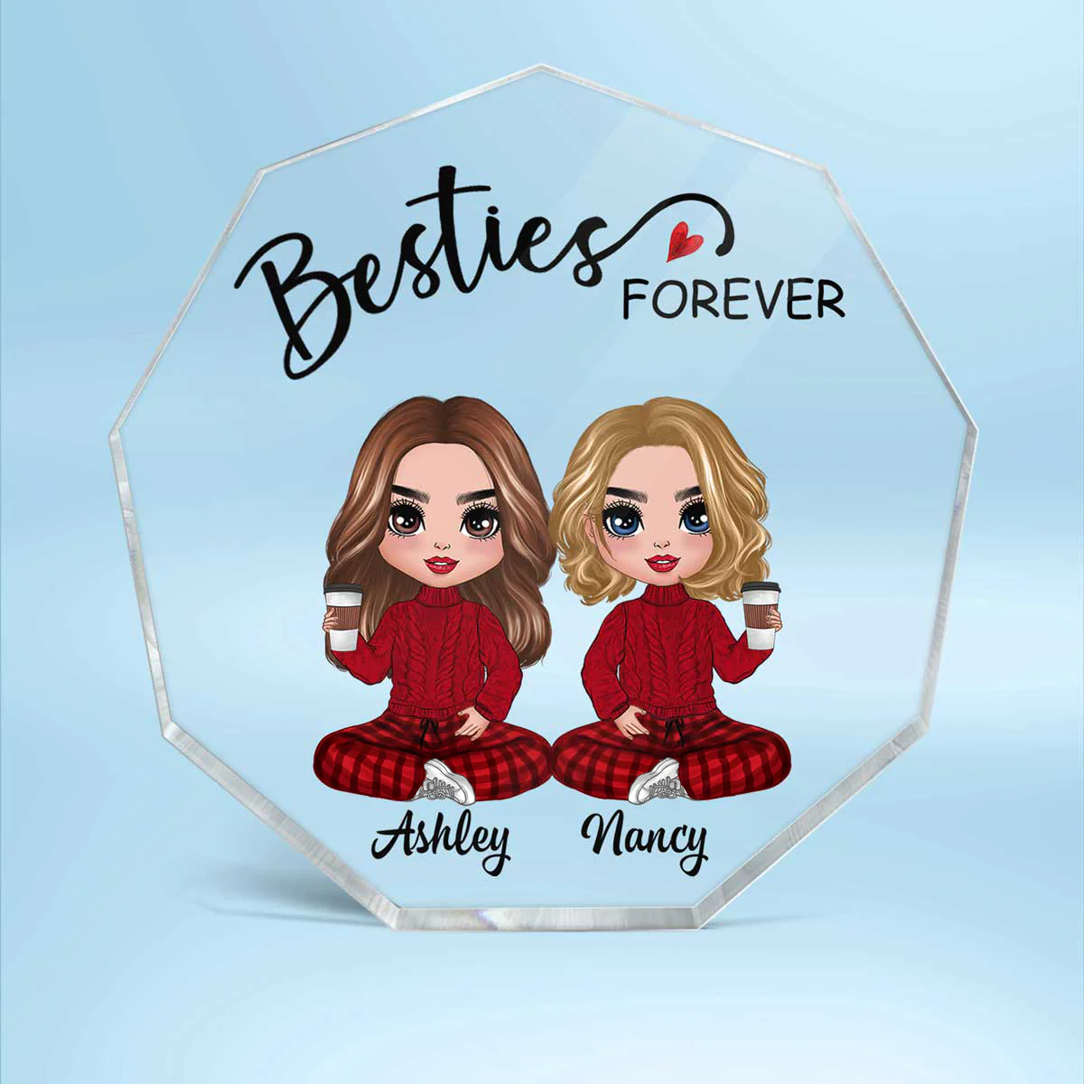 Doll Besties Sisters Forever Personalized Nonagon Acrylic Plaque - Image 2