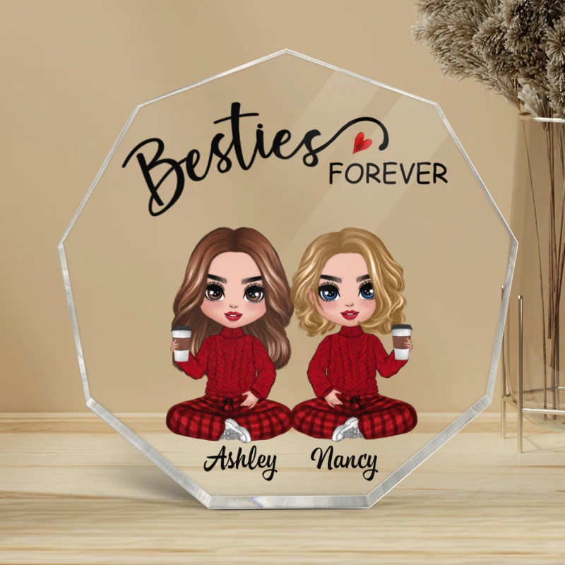 Doll Besties Sisters Forever Personalized Nonagon Acrylic Plaque - Image 3