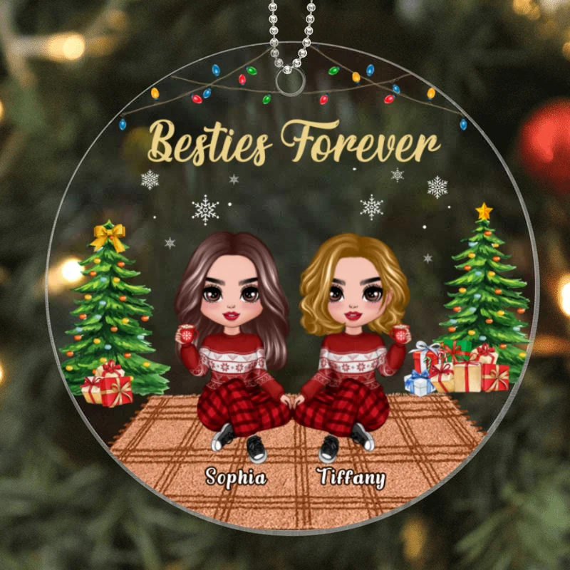 Doll Besties Sisters In House Christmas Personalized Acrylic Ornament - Image 3