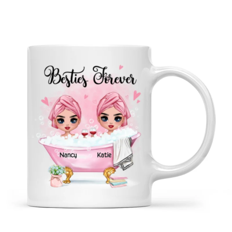 Doll Besties Sisters In The Bathtub Personalized Mug - Image 4