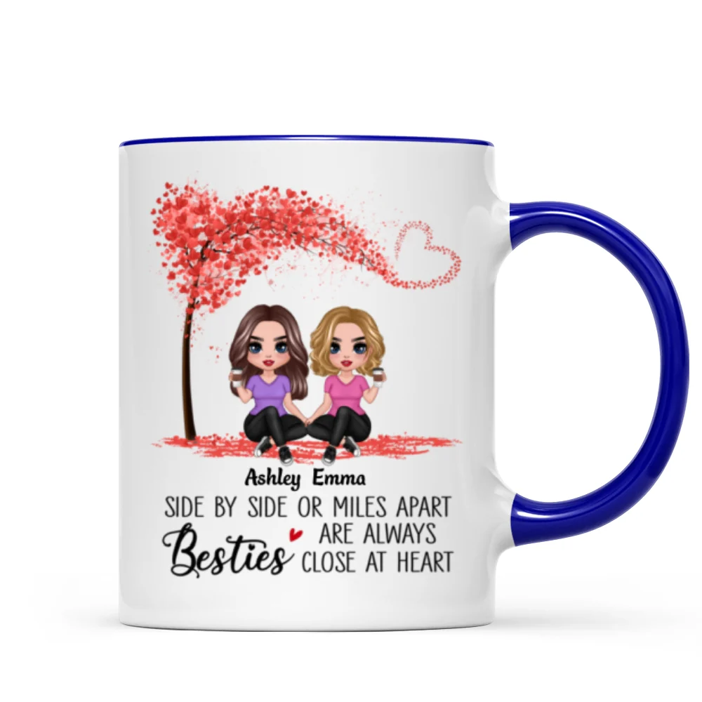 Doll Besties Sisters Sitting Miles Apart Close At Heart Personalized Mug - Image 6