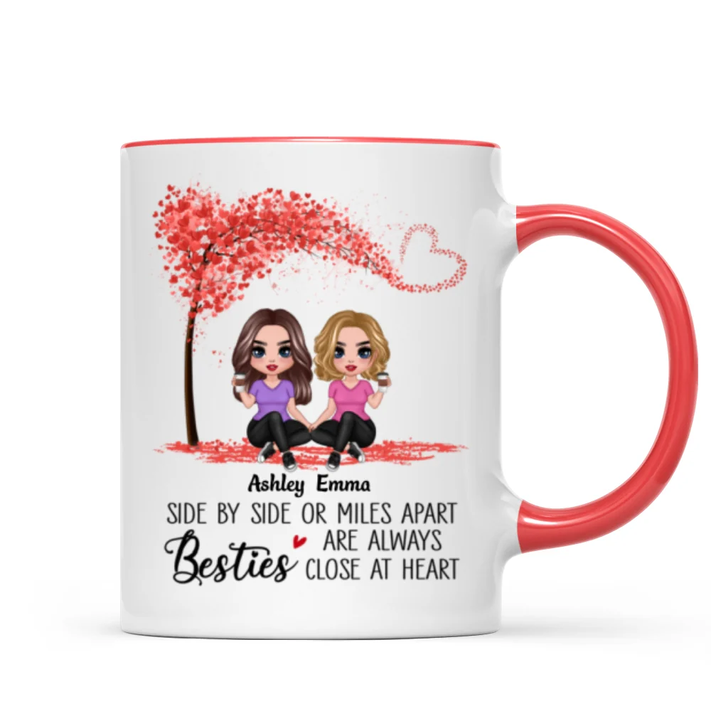 Doll Besties Sisters Sitting Miles Apart Close At Heart Personalized Mug - Image 7