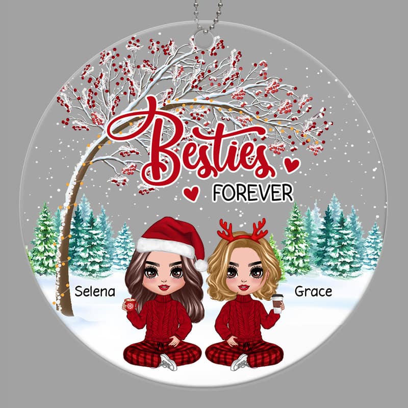Doll Besties Sisters Under Berry Tree Personalized Acrylic Ornament