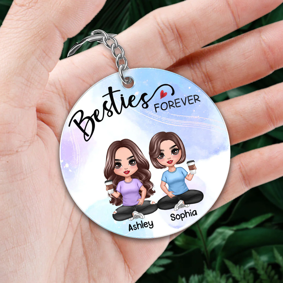 Doll Besties Sitting Besties Forever Personalized Acrylic Keychain - Image 2