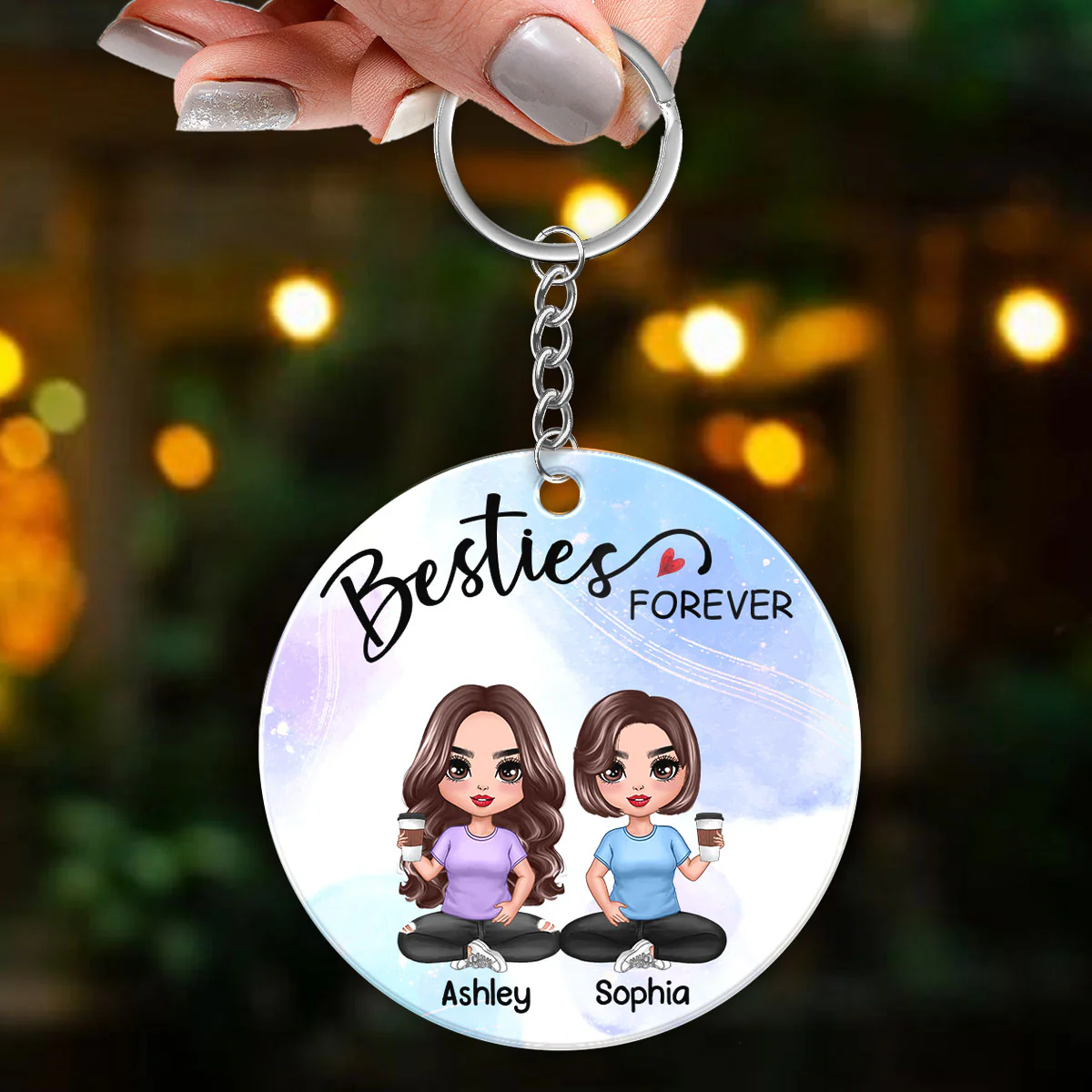 Doll Besties Sitting Besties Forever Personalized Acrylic Keychain - Image 3