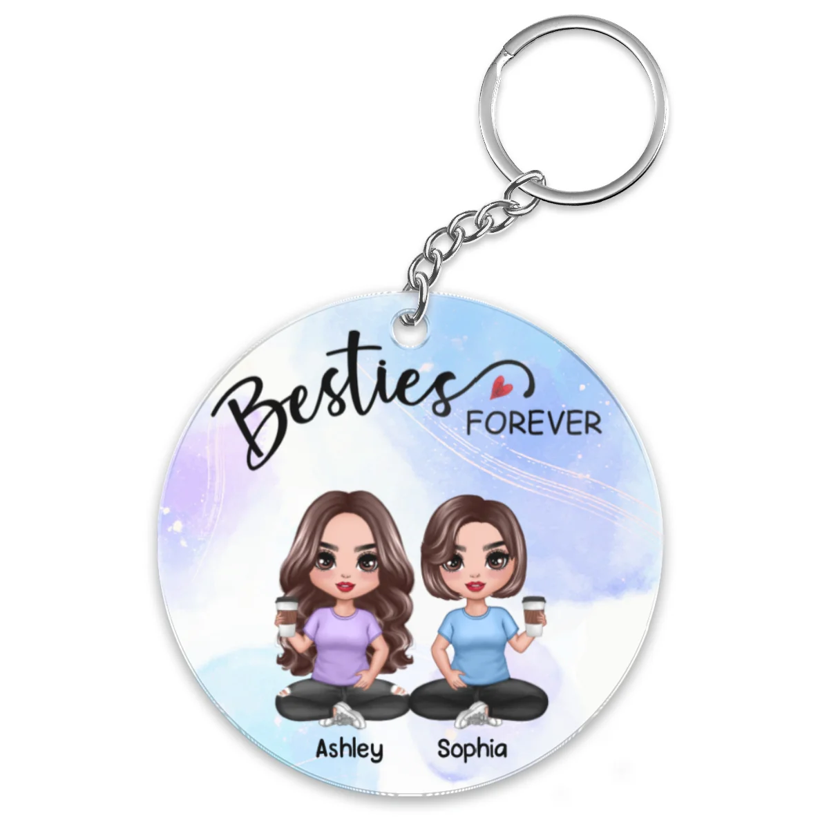 Doll Besties Sitting Besties Forever Personalized Acrylic Keychain - Image 4