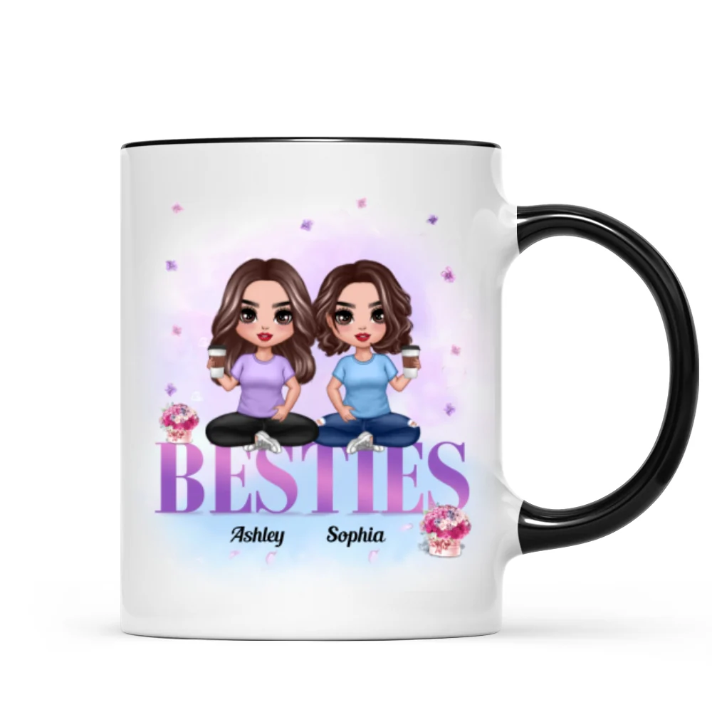 Doll Besties Sitting On Word Gift For Best Friends Personalized Mug - Image 4