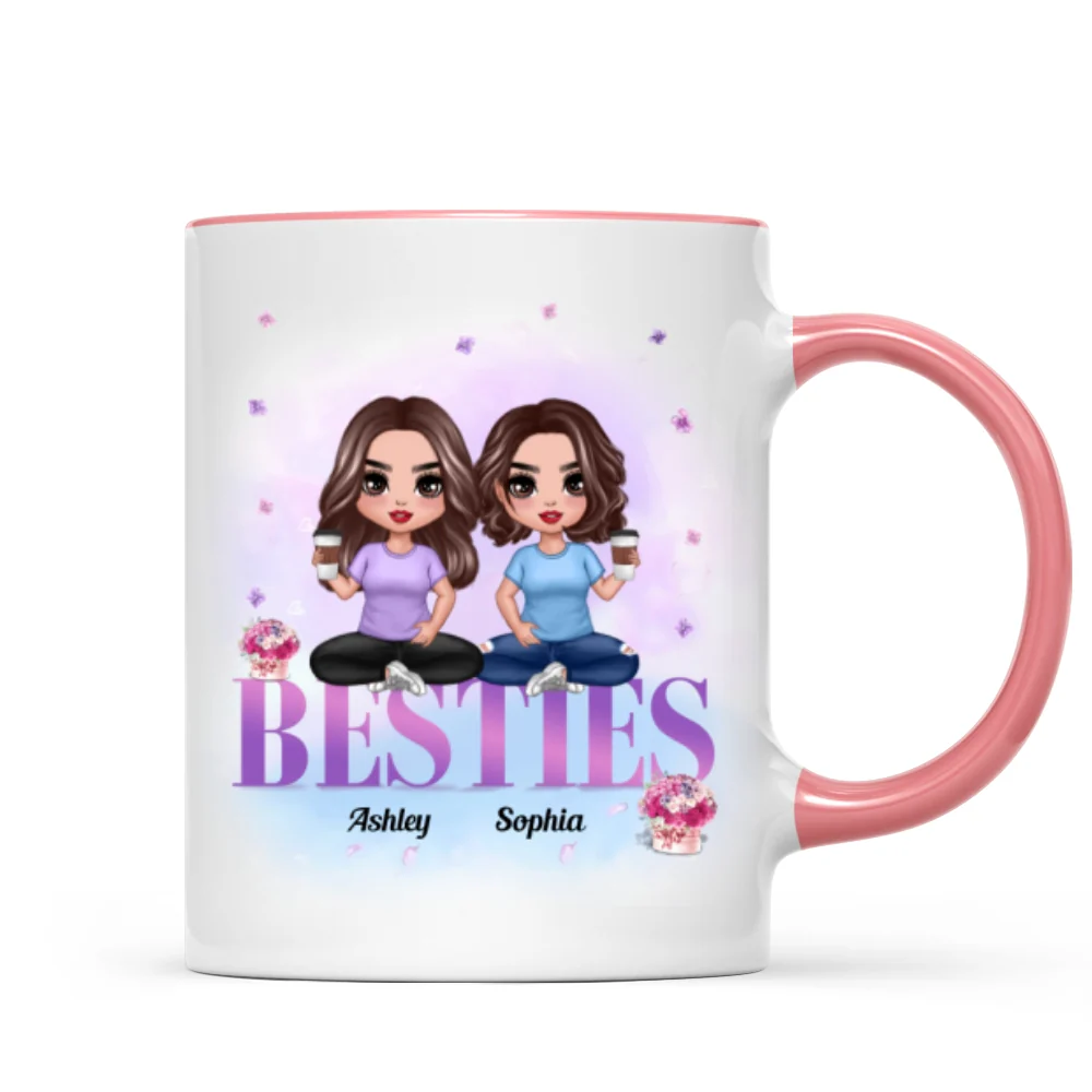 Doll Besties Sitting On Word Gift For Best Friends Personalized Mug - Image 8