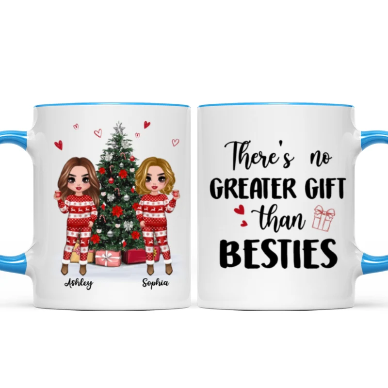 Doll Besties Standing Beside Christmas Tree Personalized Mug - Image 5