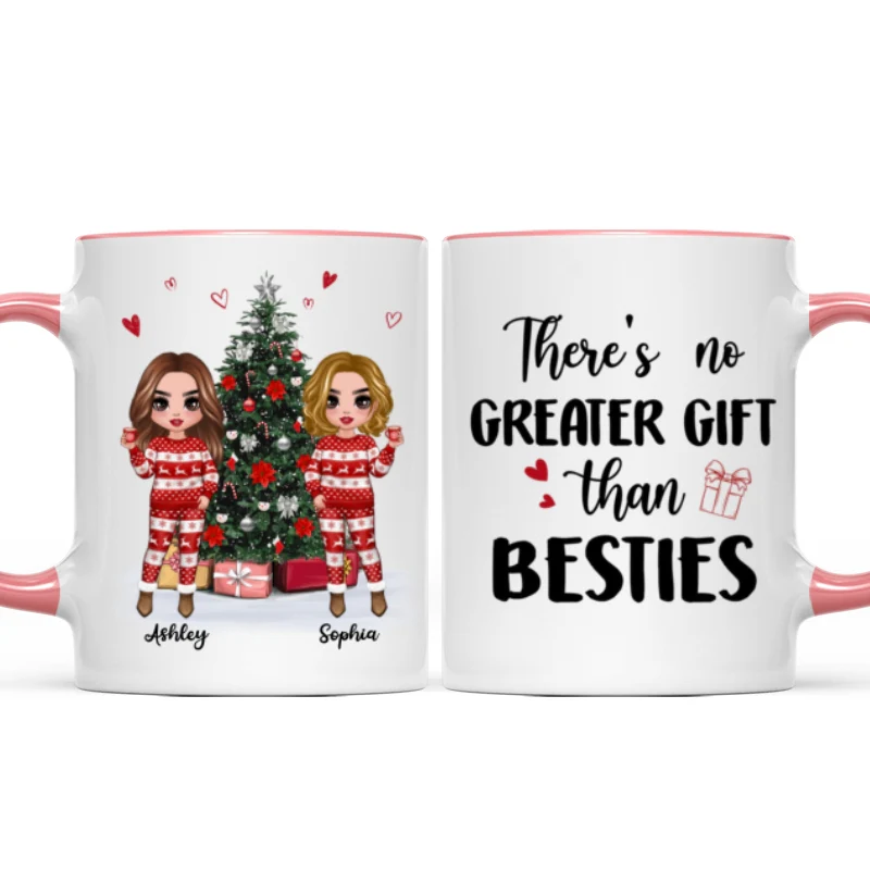 Doll Besties Standing Beside Christmas Tree Personalized Mug - Image 6