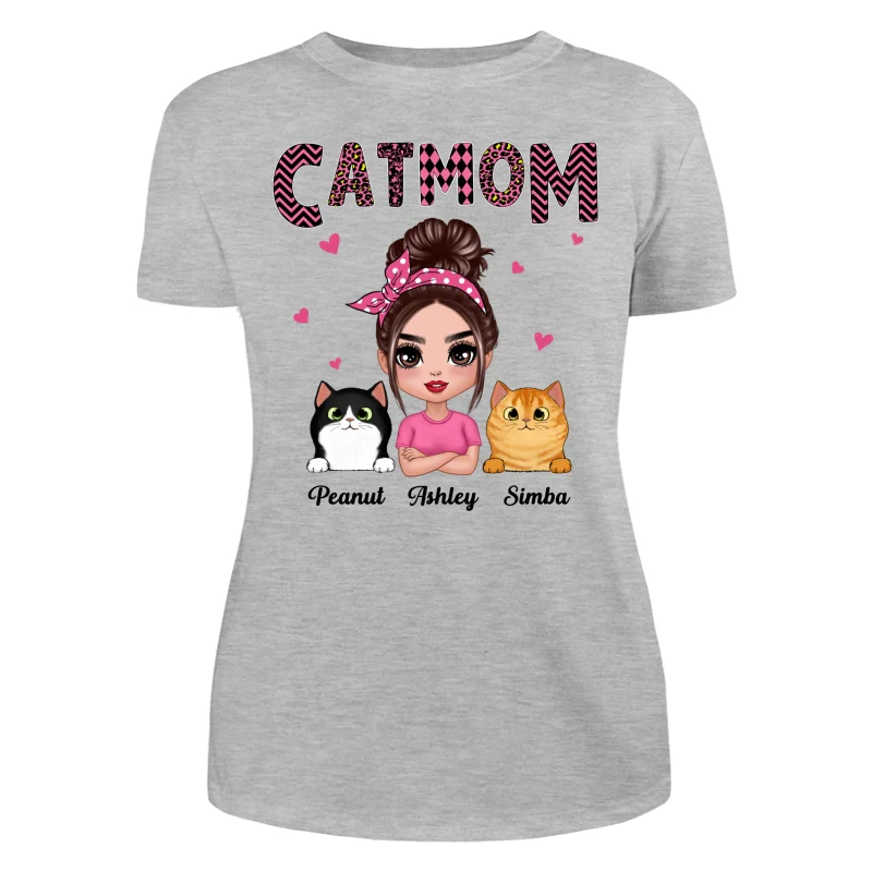 Doll Cat Mom Pink Pattern Gift For Cat Lovers Personalized Shirt - Image 10
