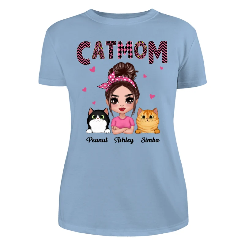 Doll Cat Mom Pink Pattern Gift For Cat Lovers Personalized Shirt - Image 12