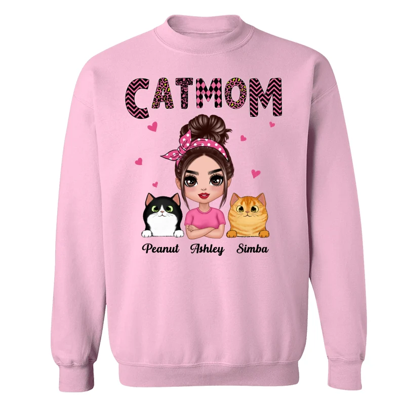 Doll Cat Mom Pink Pattern Gift For Cat Lovers Personalized Shirt - Image 19