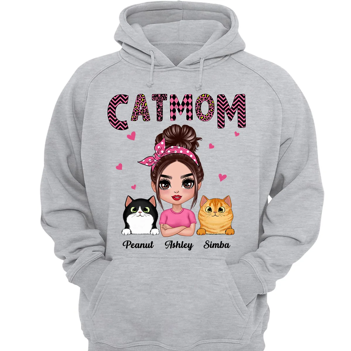 Doll Cat Mom Pink Pattern Gift For Cat Lovers Personalized Shirt - Image 3