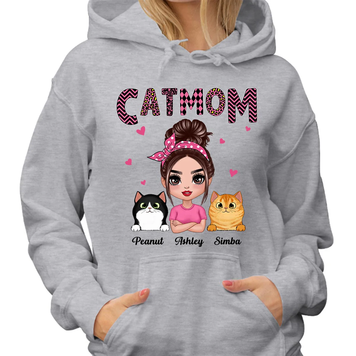 Doll Cat Mom Pink Pattern Gift For Cat Lovers Personalized Shirt - Image 4