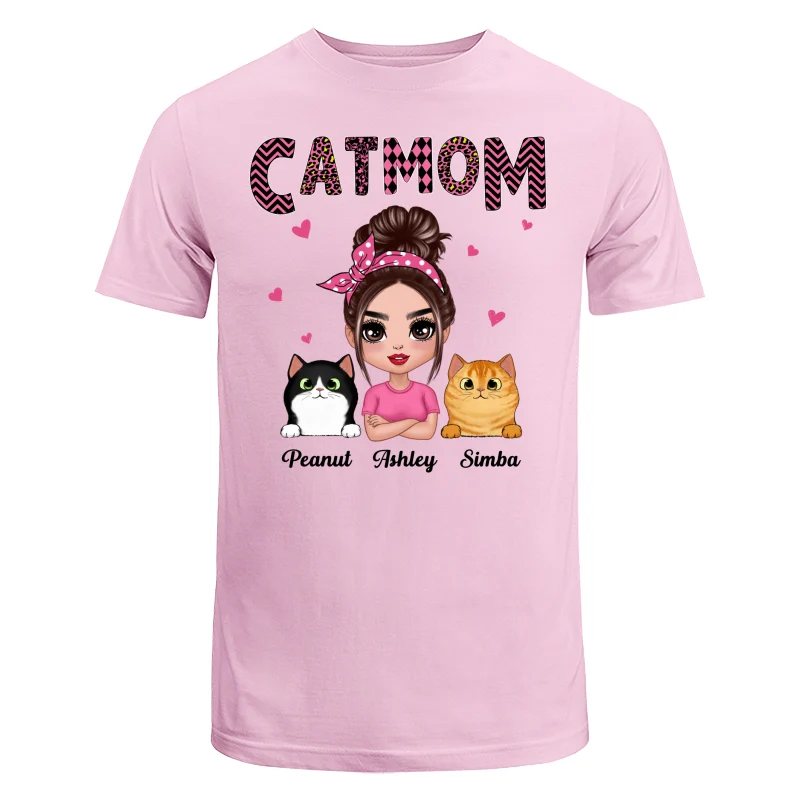 Doll Cat Mom Pink Pattern Gift For Cat Lovers Personalized Shirt - Image 7