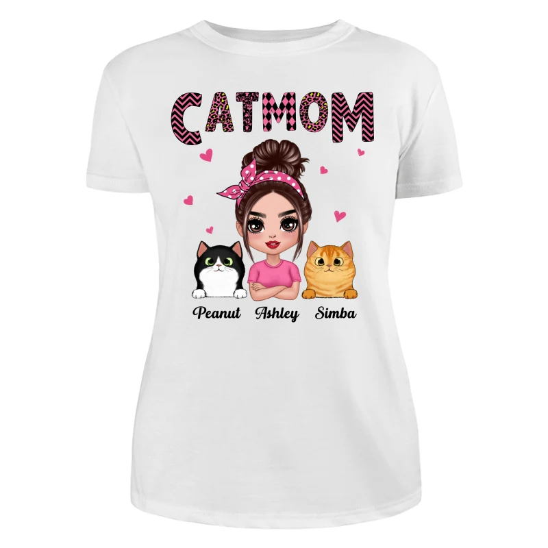 Doll Cat Mom Pink Pattern Gift For Cat Lovers Personalized Shirt - Image 9
