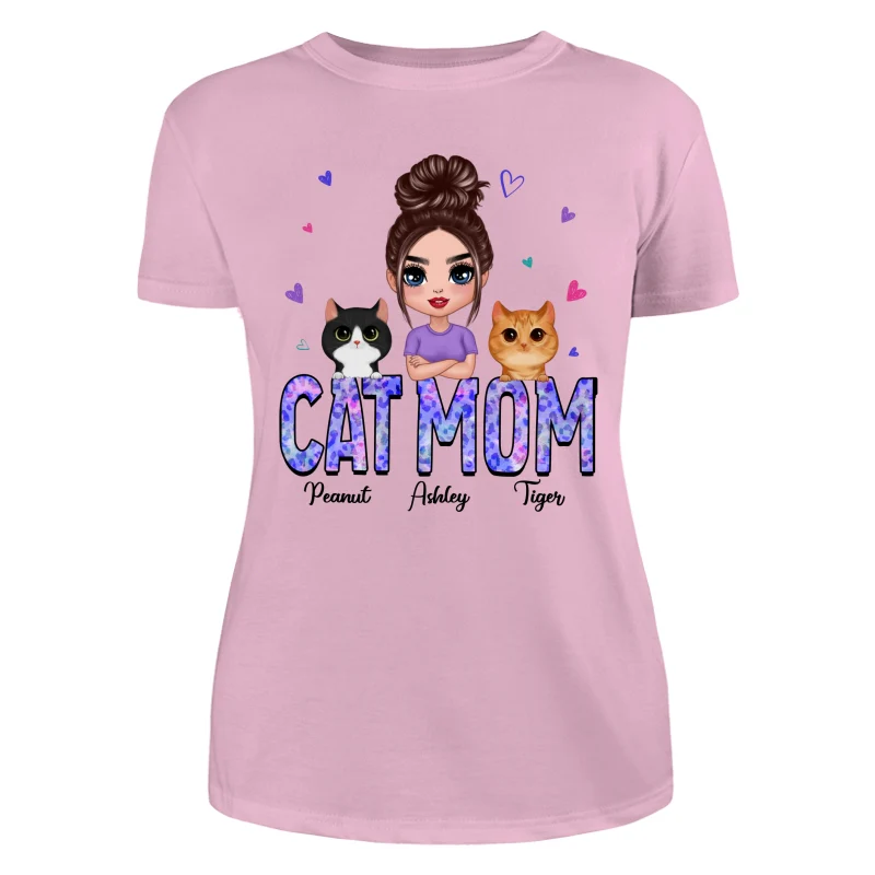 Doll Cat Mom Watercolor Cute Cats Gift For Cat Lovers Personalized Shirt - Image 11