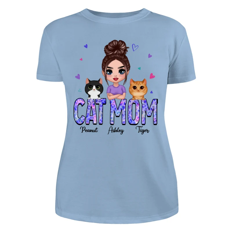 Doll Cat Mom Watercolor Cute Cats Gift For Cat Lovers Personalized Shirt - Image 12