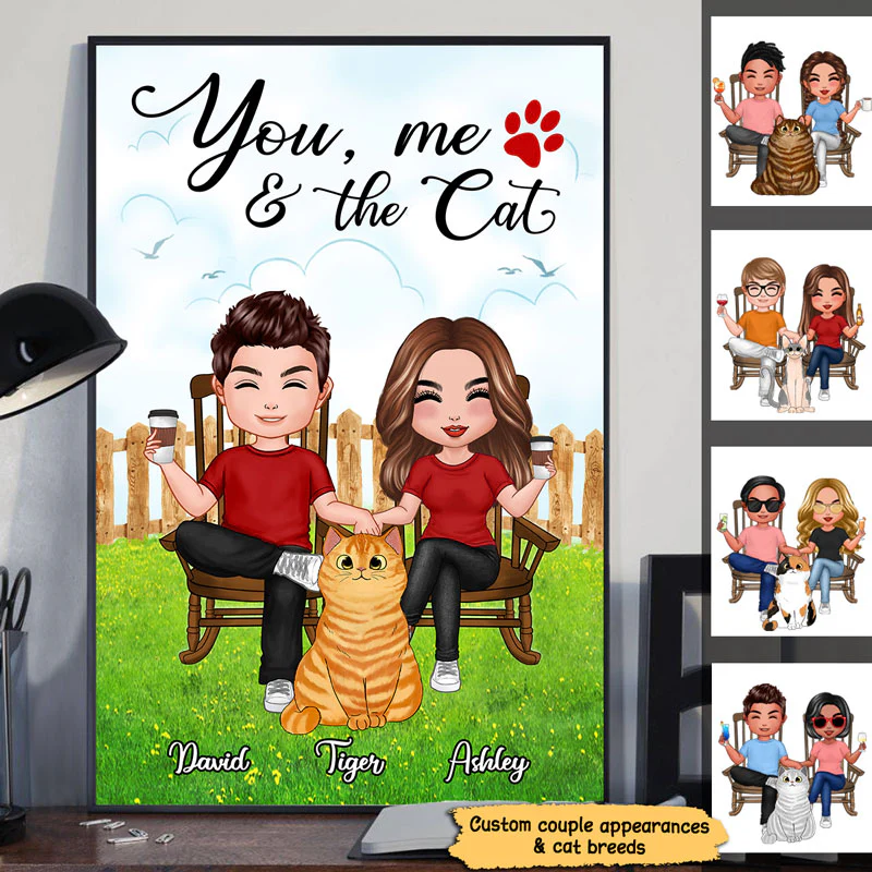Doll Couple And The Cats Standing Personalized Poster - Image 2