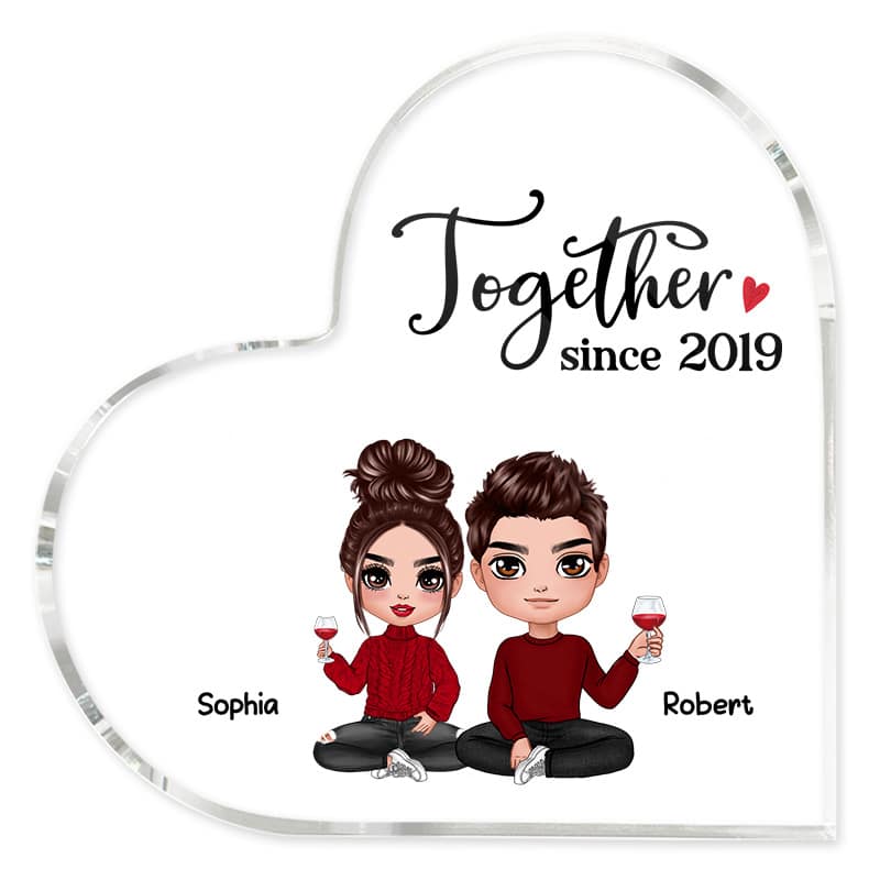 Doll Couple Anniversary Gift Personalized Heart Acrylic Plaque