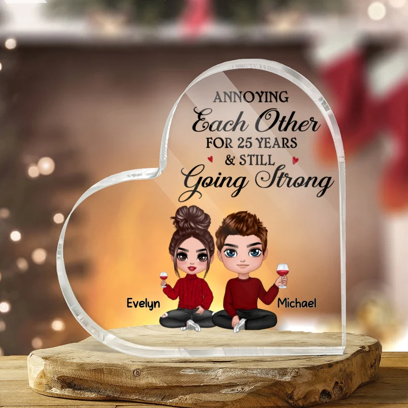 Doll Couple Anniversary Gift Personalized Heart Acrylic Plaque - Image 4