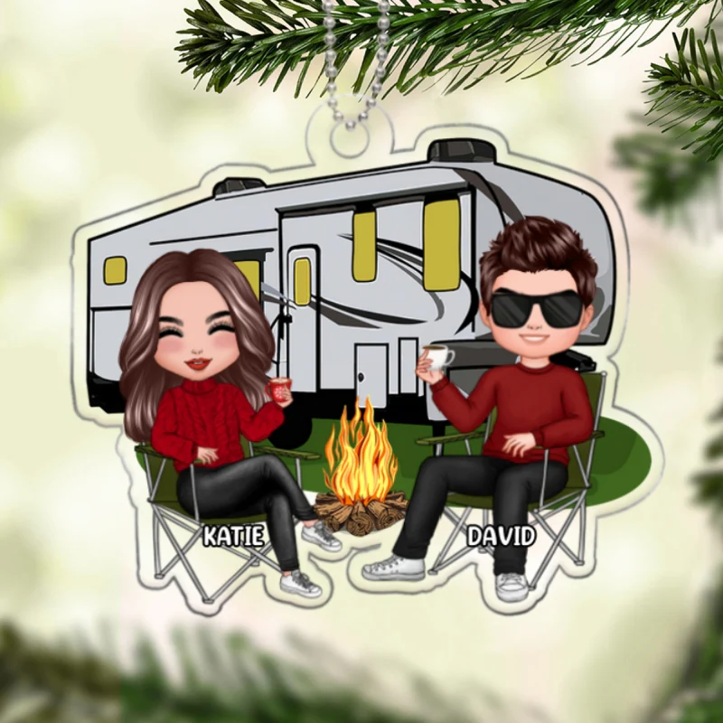 Doll Couple Camping Christmas Gift Personalized Acrylic Ornament - Image 5