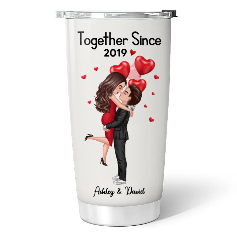 Doll Couple Hugging Kissing Gift For Him For Her Personalized Tumbler - Image 5