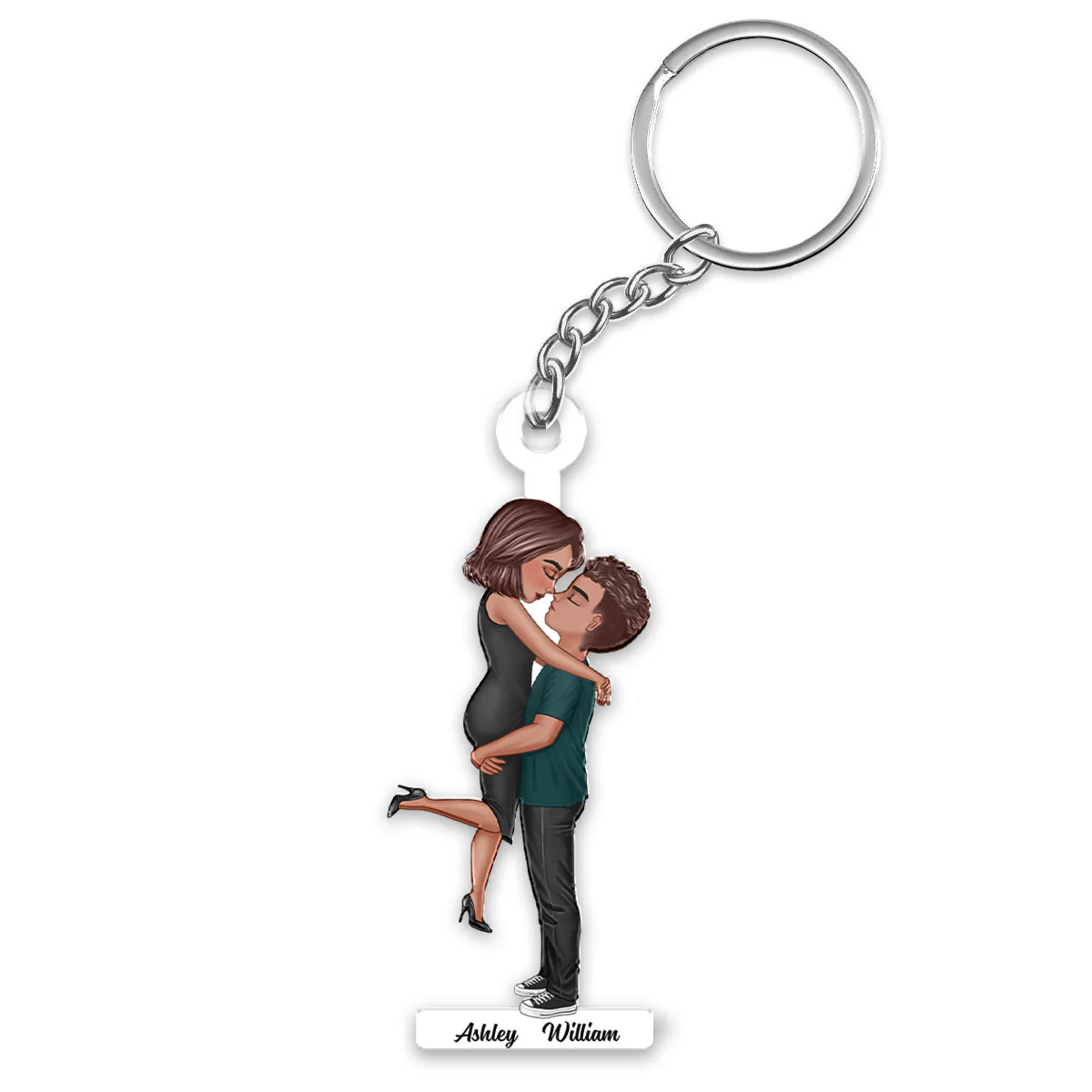 Doll Couple Hugging Kissing Personalized Acrylic Keychain - Image 4