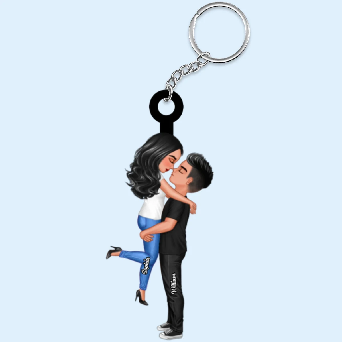 Doll Couple Hugging Kissing Personalized Acrylic Keychain - Image 5