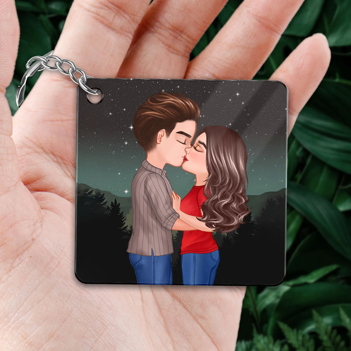 Doll Couple Kissing Anniversary Calendar Gift Personalized Acrylic Keychain - Image 2