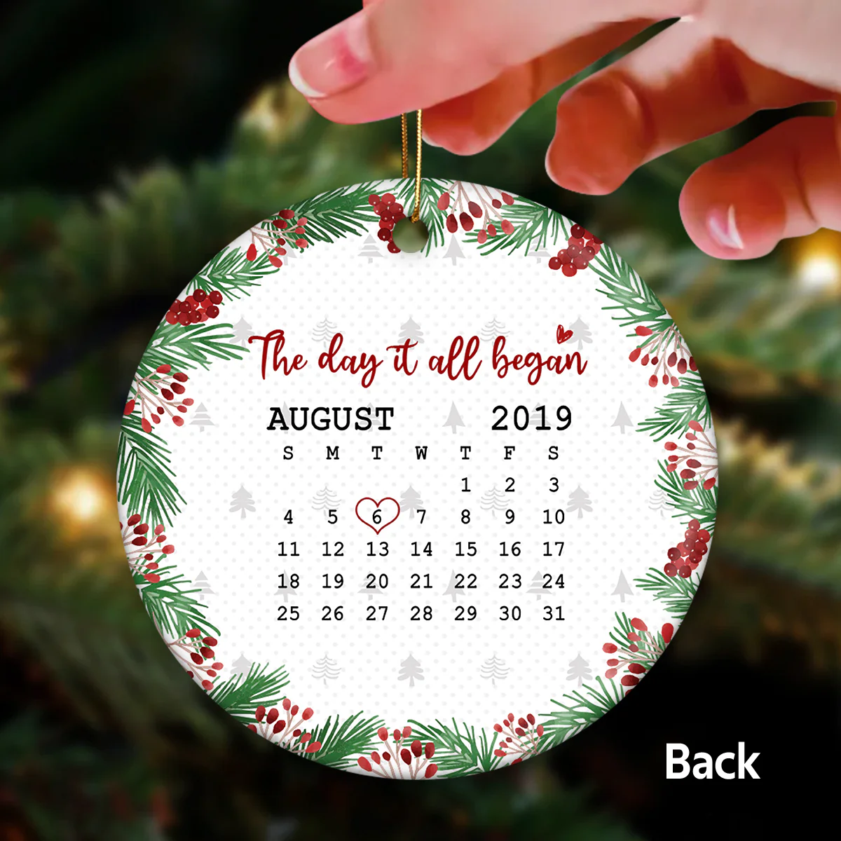 Doll Couple Kissing Anniversary Date Christmas Gift Personalized Double Sided Circle Ornament - Image 3