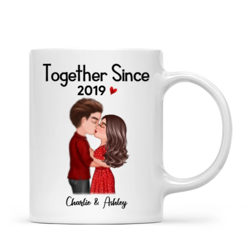Doll Couple Kissing Anniversary Gift For Him Gift For Her Personalized Mug - Image 4