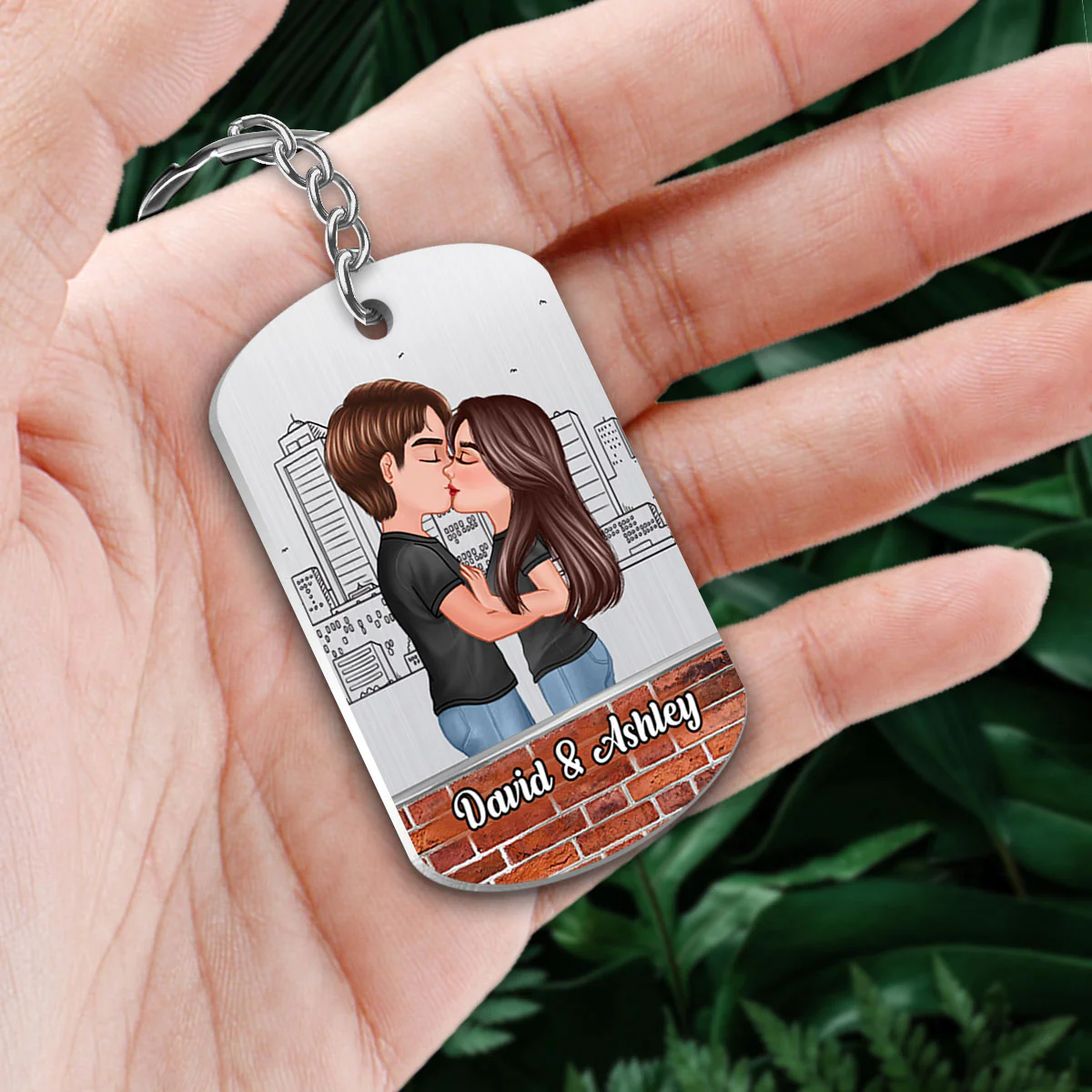 Doll Couple Kissing Drive Safe Handsome Personalized Metal Keychain - Image 2