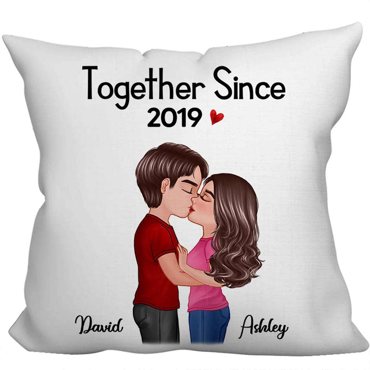 Doll Couple Kissing Gift For Him For Her Personalized Pillow (Insert Included) - Image 2